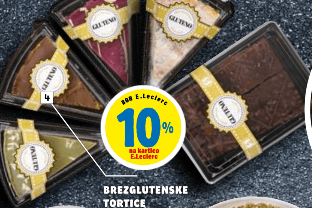 Brezglutenske tortice Gluteno - Akcija v trgovini E.Leclerc