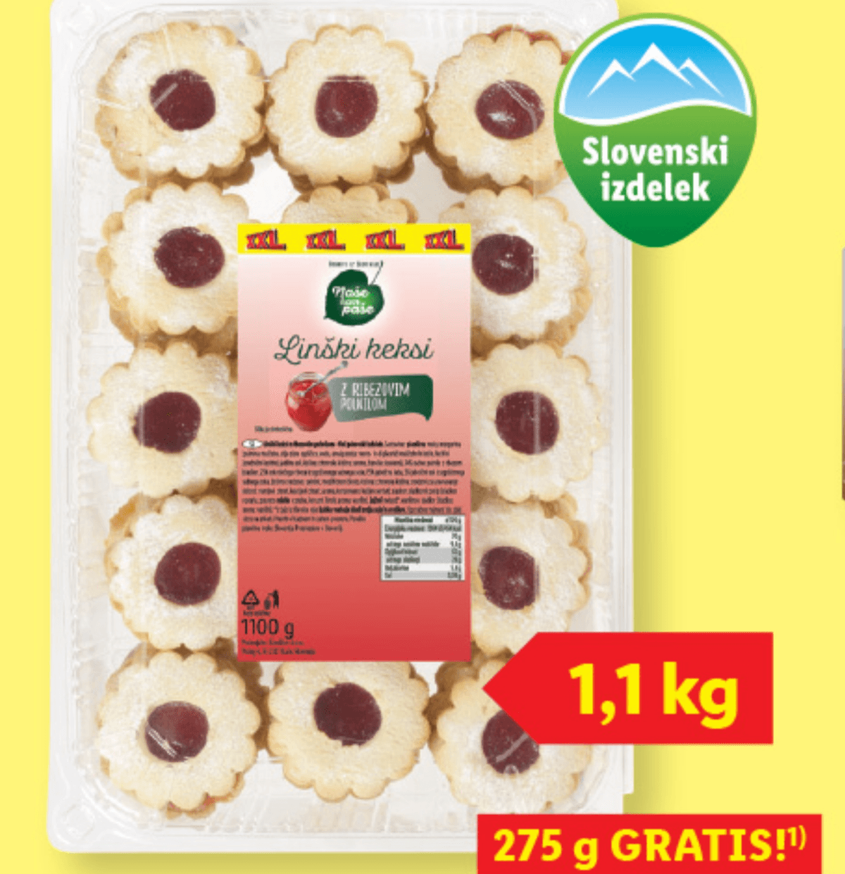 Naše nam paše Linški keksi XXL 1,1 kg - Akcija v trgovini Lidl
