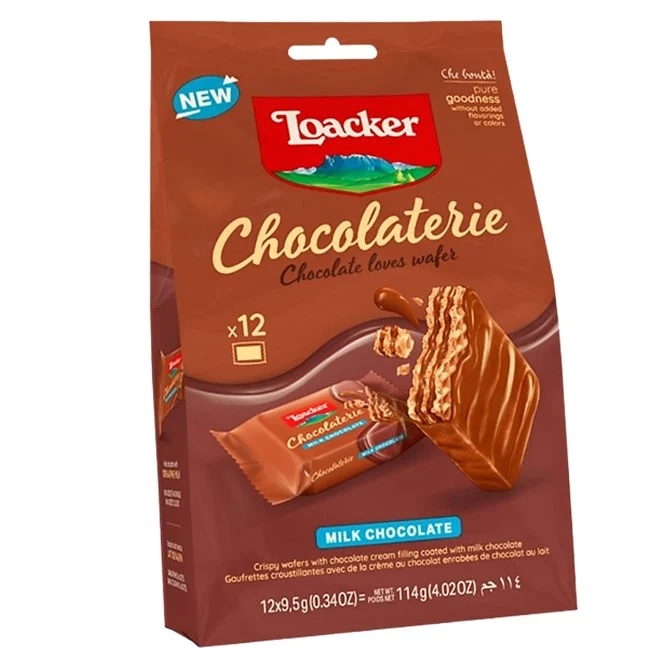 Loacker Chocolaterie vaflji s čokolado 114 g Akcija v trgovini Kompas Shop