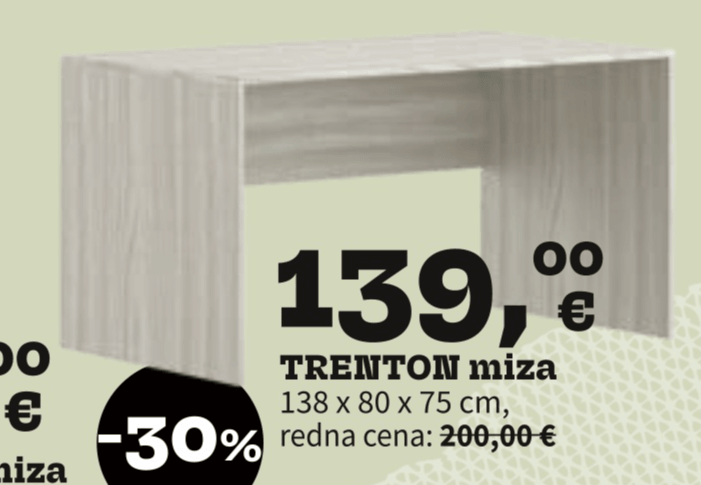 TRENTON miza 138 x 80 x 75 cm - Akcija v trgovini Prima