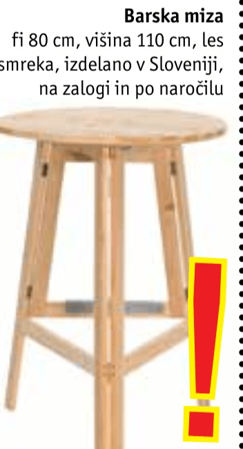 Barska miza - Akcija v trgovini Jager