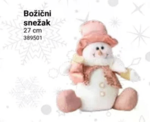 Božični snežak 27 cm - Akcija v trgovini Pevex