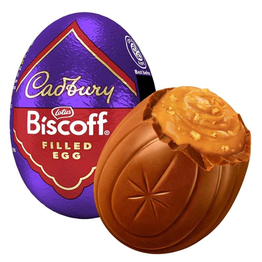 Polnjeno čokoladno jajce Biscoff Cadbury 32 g - Akcija v trgovini E.Leclerc