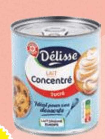 Zgoščeno sladkano mleko Délisse 397 g - Akcija v trgovini E.Leclerc