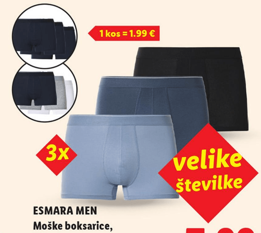 Esmara Men moške boksarice 3 kosi Akcija u trgovini Lidl