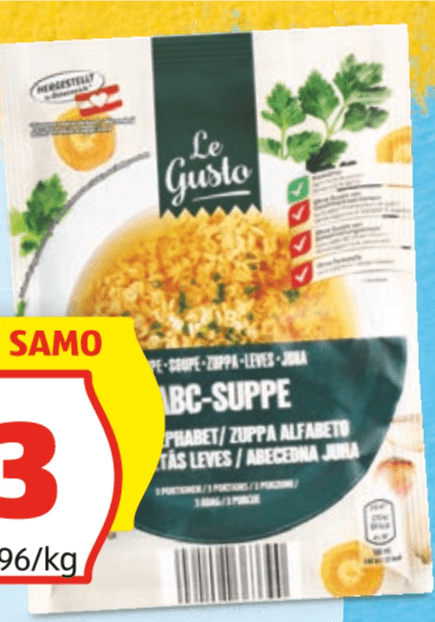LE GUSTO ABC JUHA 89 g - Akcija v trgovini Hofer