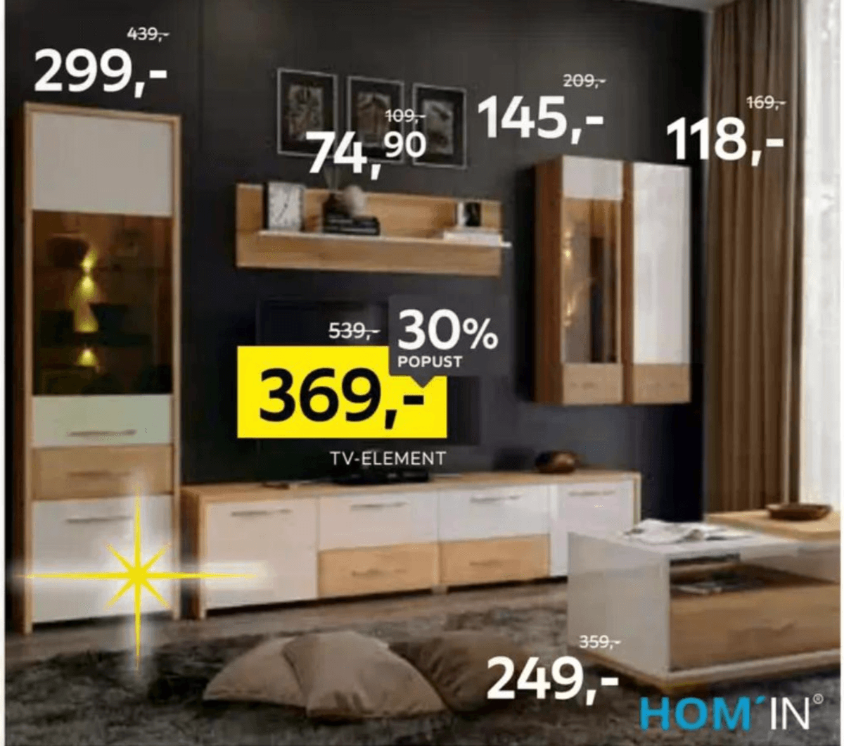 TV-element v orehovi barvi - Akcija v trgovini Lesnina