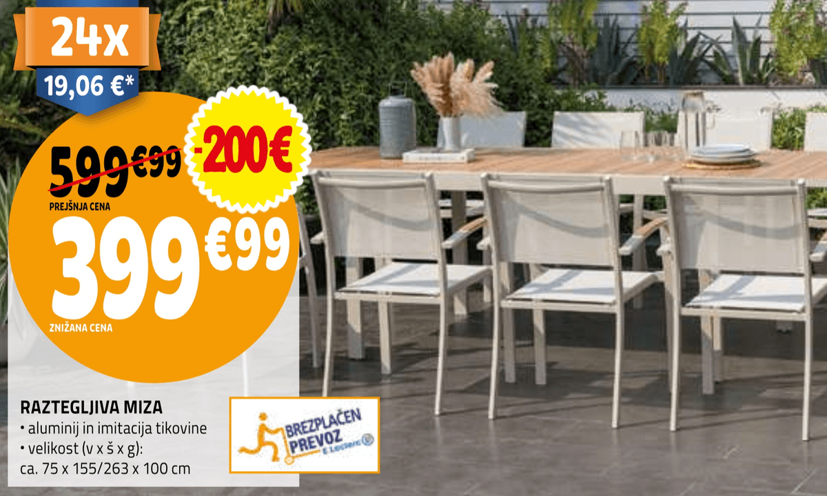 Raztegljiva miza - Akcija v trgovini E.Leclerc