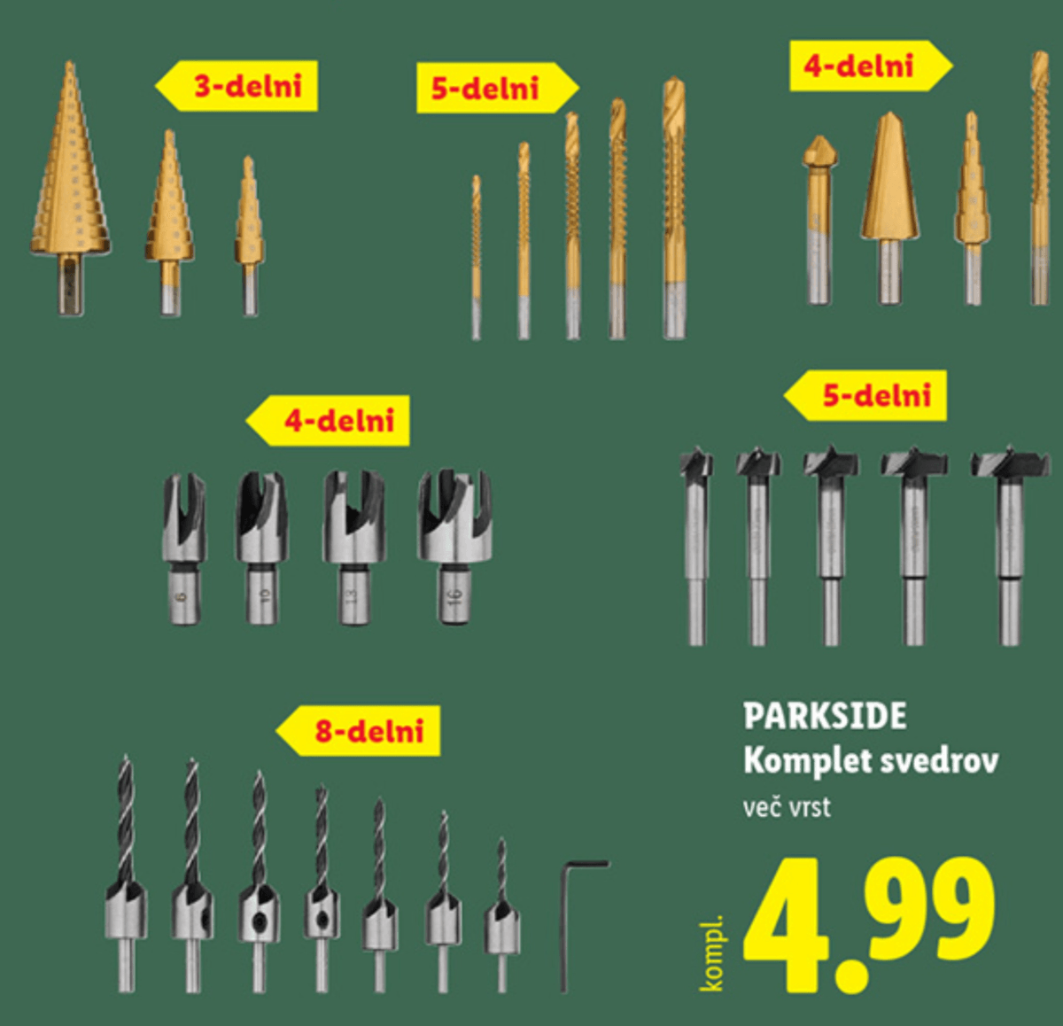 Komplet svedrov več vrst Parkside - Akcija v trgovini Lidl