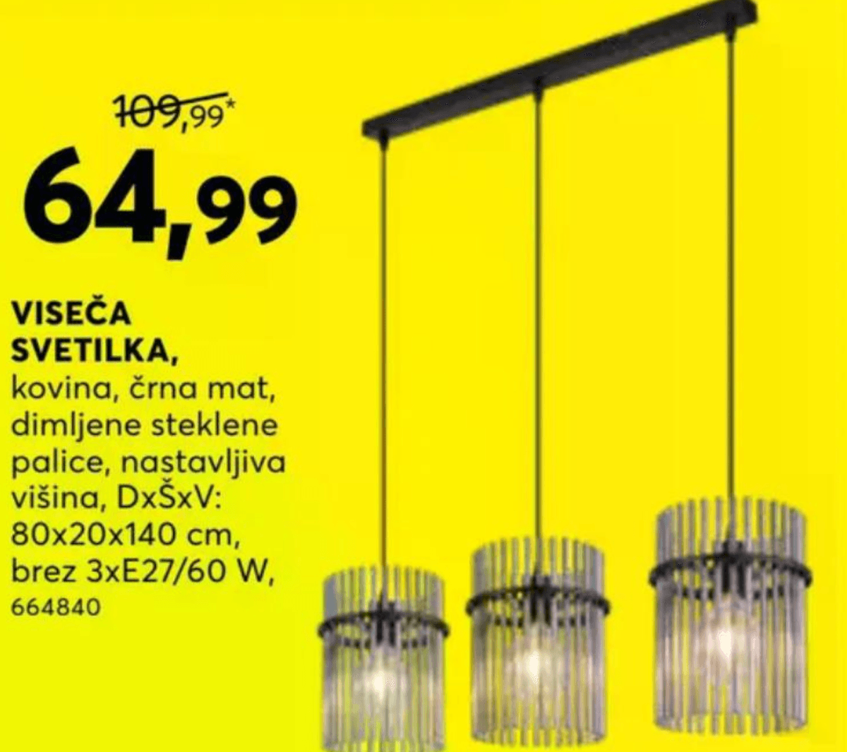 Viseča svetilka - Akcija v trgovini Dipo