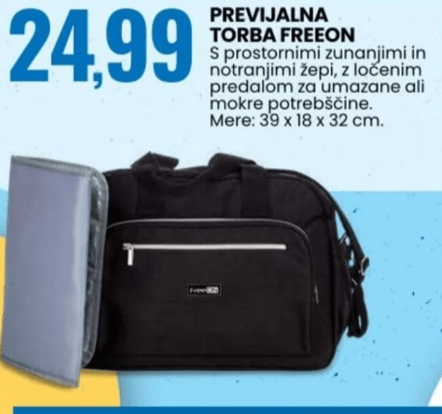 Previjalna torba FreeON - Akcija v trgovini Eurospin