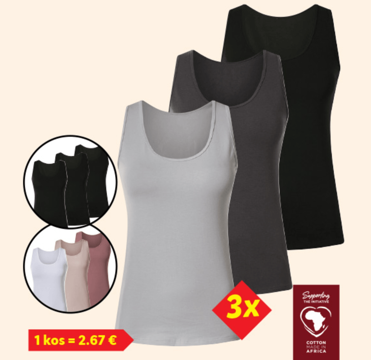 ESMARA Ženska spodnja majica 3 kosi - Akcija v trgovini Lidl