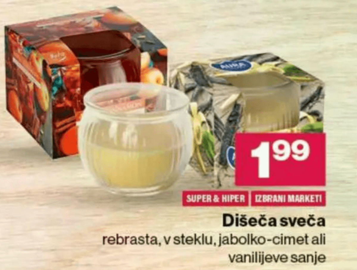 Dišeča sveča - Akcija v trgovini Mercator