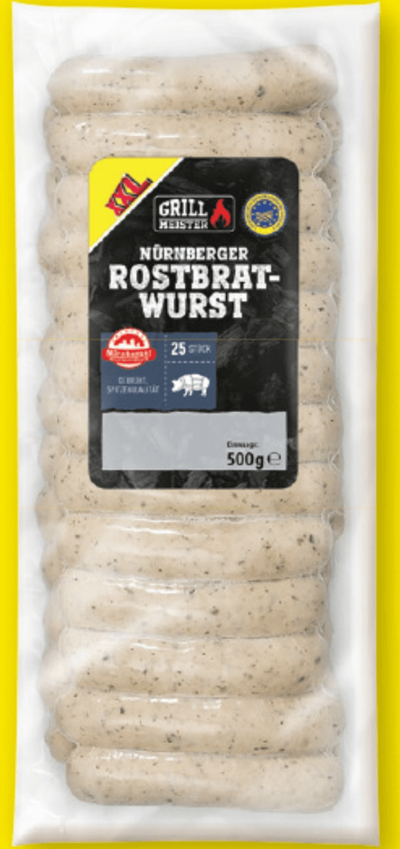 Grillmeister Nürnberške pečenice XXL 500 g - Akcija v trgovini Lidl
