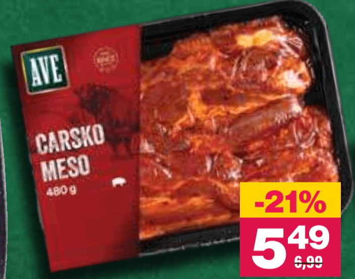 Carsko meso marinirano AVE Grill 480 g - Akcija v trgovini Mercator