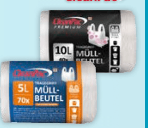 CleanPac vrečke z držalom 10L (40x), 5L (70x) - Akcija v trgovini Mueller