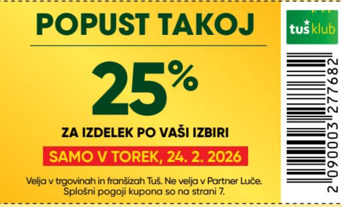 Popust takoj - Akcija v trgovini Tuš