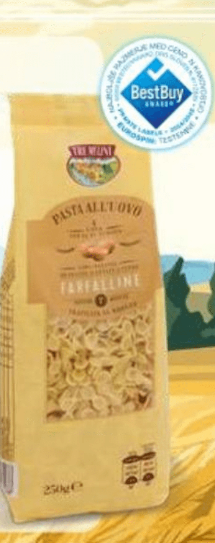 Jušne jajčne testenine Tre Mulini Metuljčki 250 g - Akcija v trgovini Eurospin