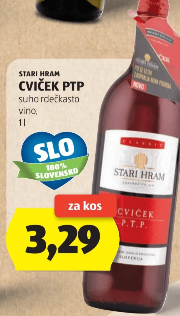 Stari Hram Cviček PTP 1 l - Akcija v trgovini Hofer