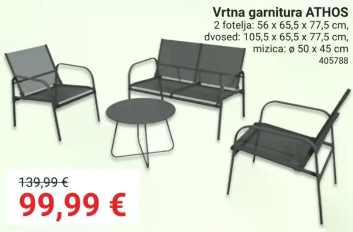 Vrtna garnitura ATHOS - Akcija v trgovini Pevex