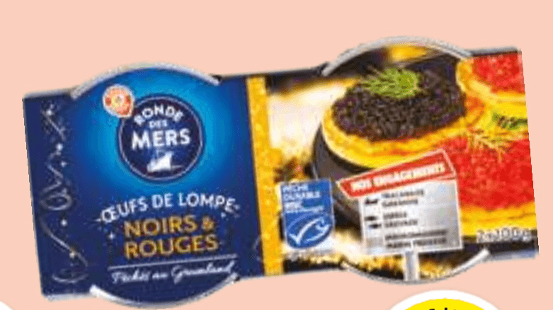 Monde des Mers Oeufs de Lompe Noirs & Rouges 2x 100 g - Akcija v trgovini E.Leclerc