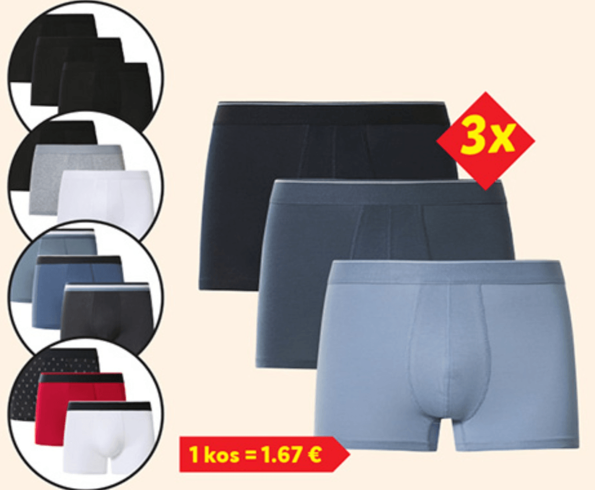 Esmara Men Moške boksarice 3 kosi Akcija v trgovini Lidl