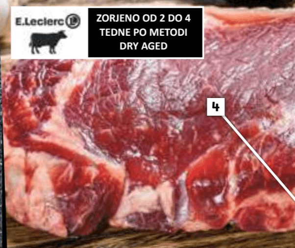 Zorjena goveja ledja - hrbet s kostjo - Akcija v trgovini E.Leclerc