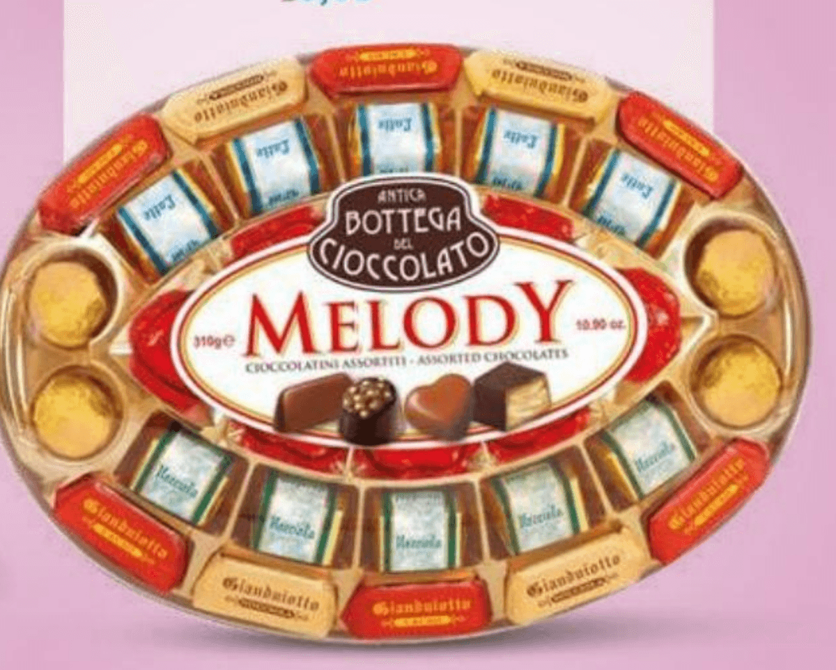 Bonboniera Melody Antica Bottega del Cioccolato 310 g - Akcija v trgovini Eurospin