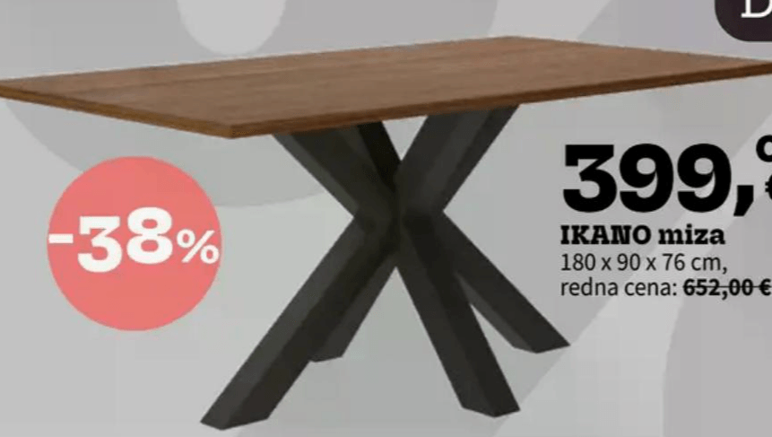 IKANO miza 180 x 90 x 76 cm Akcija v trgovini Prima