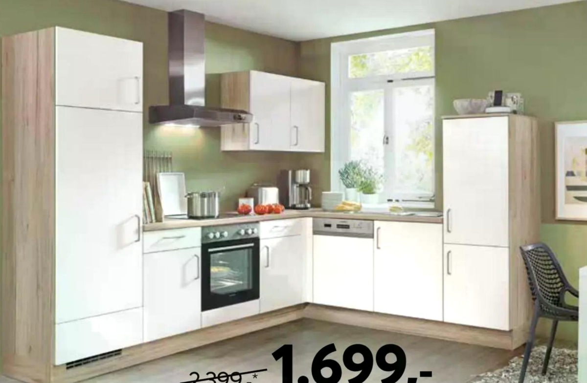 Kuhinja bela Alpin 280x240 cm Furore Küchen - Akcija v trgovini Dipo