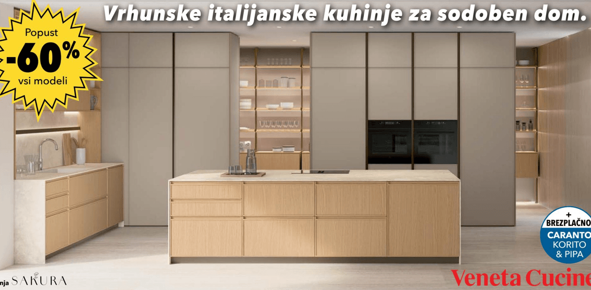 Vrhunske italijanske kuhinje Veneta Cucine - Akcija v trgovini Harvey Norman