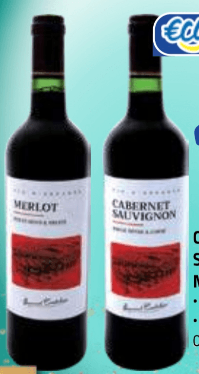 Cabernet Sauvignon ali Merlot 0,75 l - Akcija v trgovini E.Leclerc