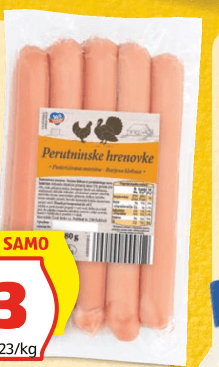 Perutninske hrenovke 480 g SLO - Akcija v trgovini Hofer