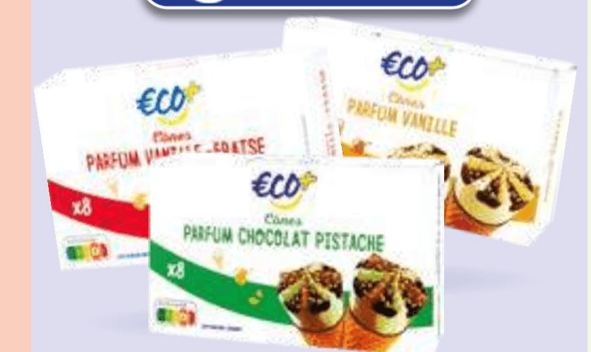 Sladoled v kornetu Eco 8/1, 512 g - 556 g - Akcija v trgovini E.Leclerc