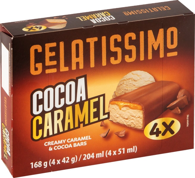 Sladoled Gelatissimo Caramel Bar 4 x 51 ml - Akcija v trgovini Mercator