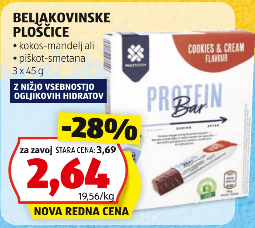 Beljakovinske ploščice 3 x 45 g Multithorm - Akcija v trgovini Hofer