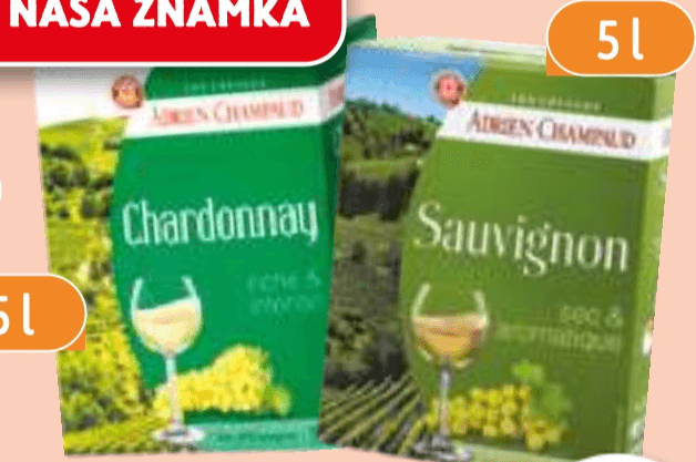 Chardonnay ali Sauvignon Adrien Champaud 5 l - Akcija v trgovini E.Leclerc