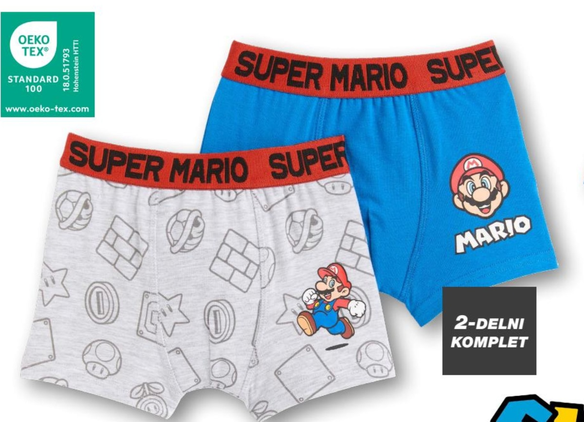 Otroške boksarice Super Mario 2-DELNI KOMPLET - Akcija v trgovini Kik