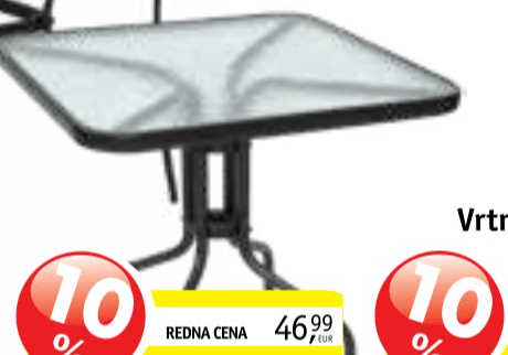 Kovinska štirikotna miza 189-9488 - Akcija v trgovini Jager