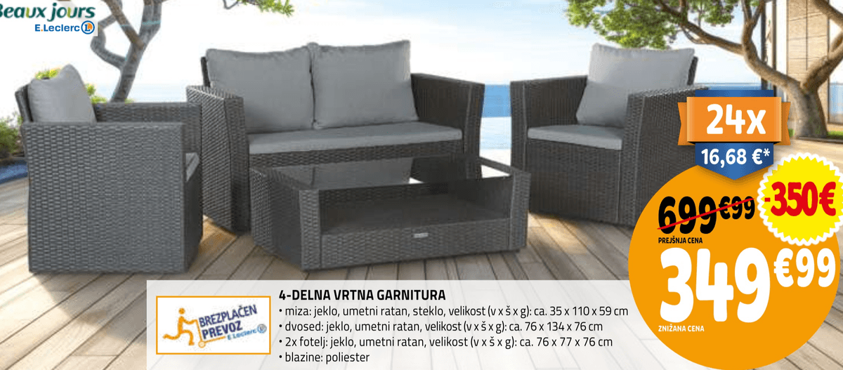 4-DELNA VRTNA GARNITURA Beaux jours - Akcija v trgovini E.Leclerc