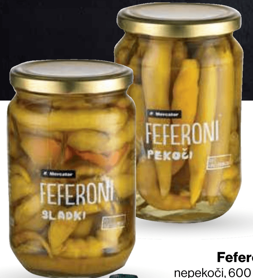 Feferoni Mercator 600 g ali 620 g - Akcija v trgovini Mercator