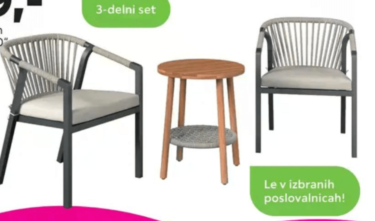 Set za balkon „BARDOLINO" 3-delni set - Akcija v trgovini Mömax