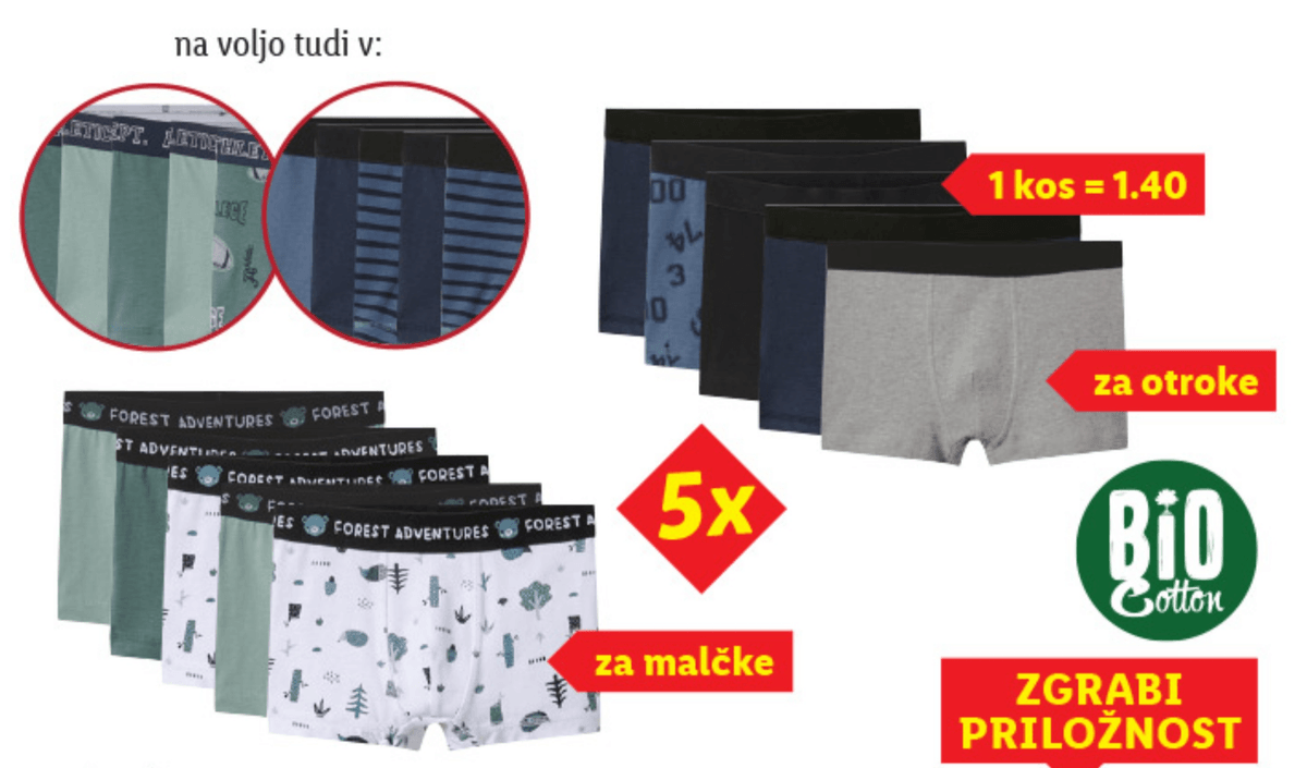 Lupilu/Esmara Boksarice za otroke/malčke 5 kosov - Akcija v trgovini Lidl