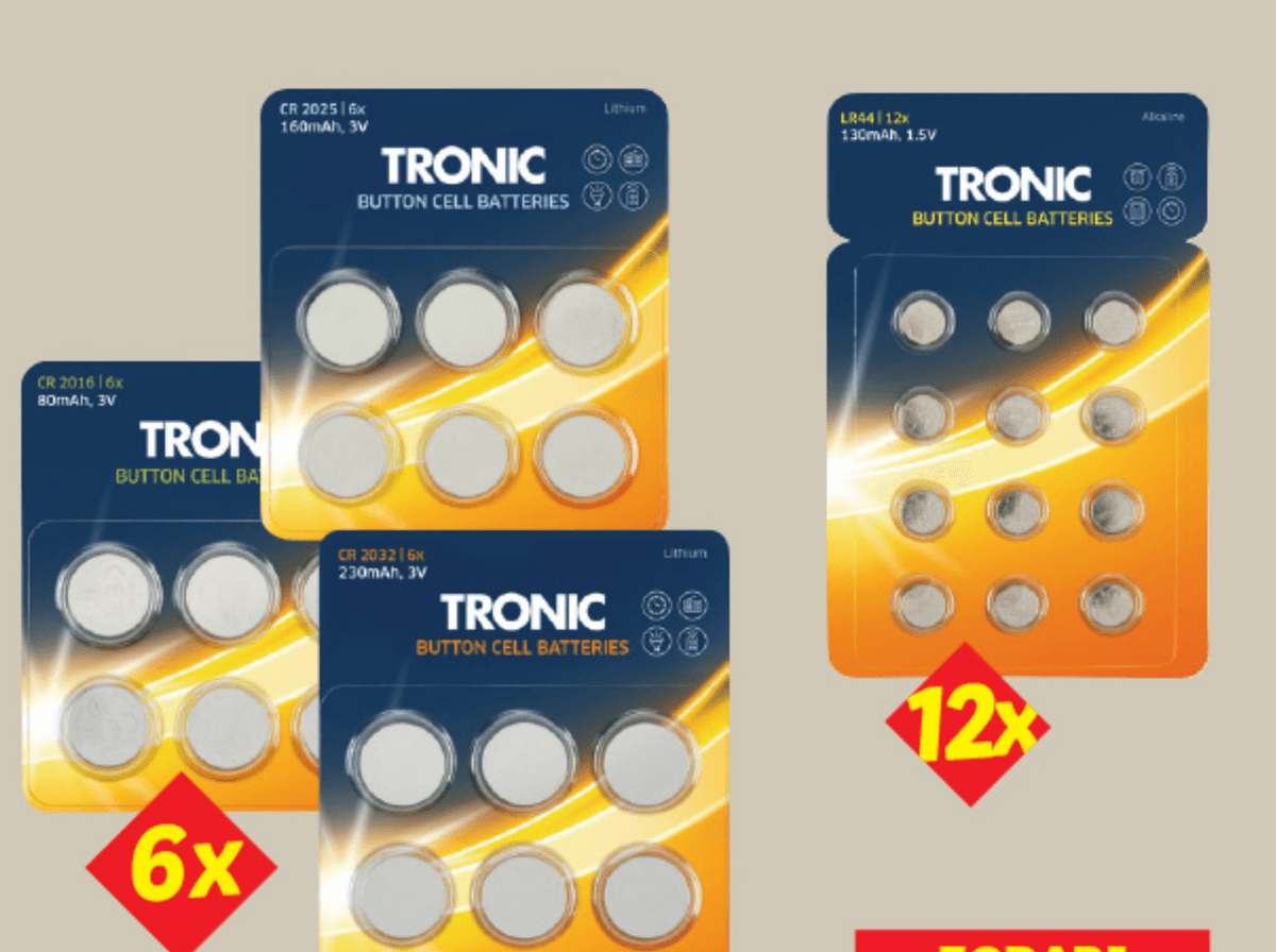TRONIC Izbor gumbnih baterij 6x ali 12x - Akcija v trgovini Lidl