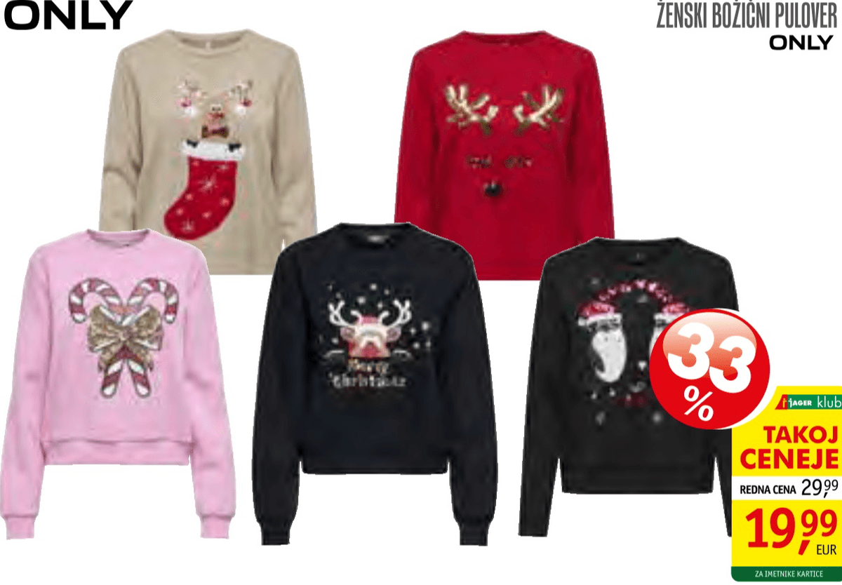 Ženski božični pulover Only - Akcija v trgovini Jager