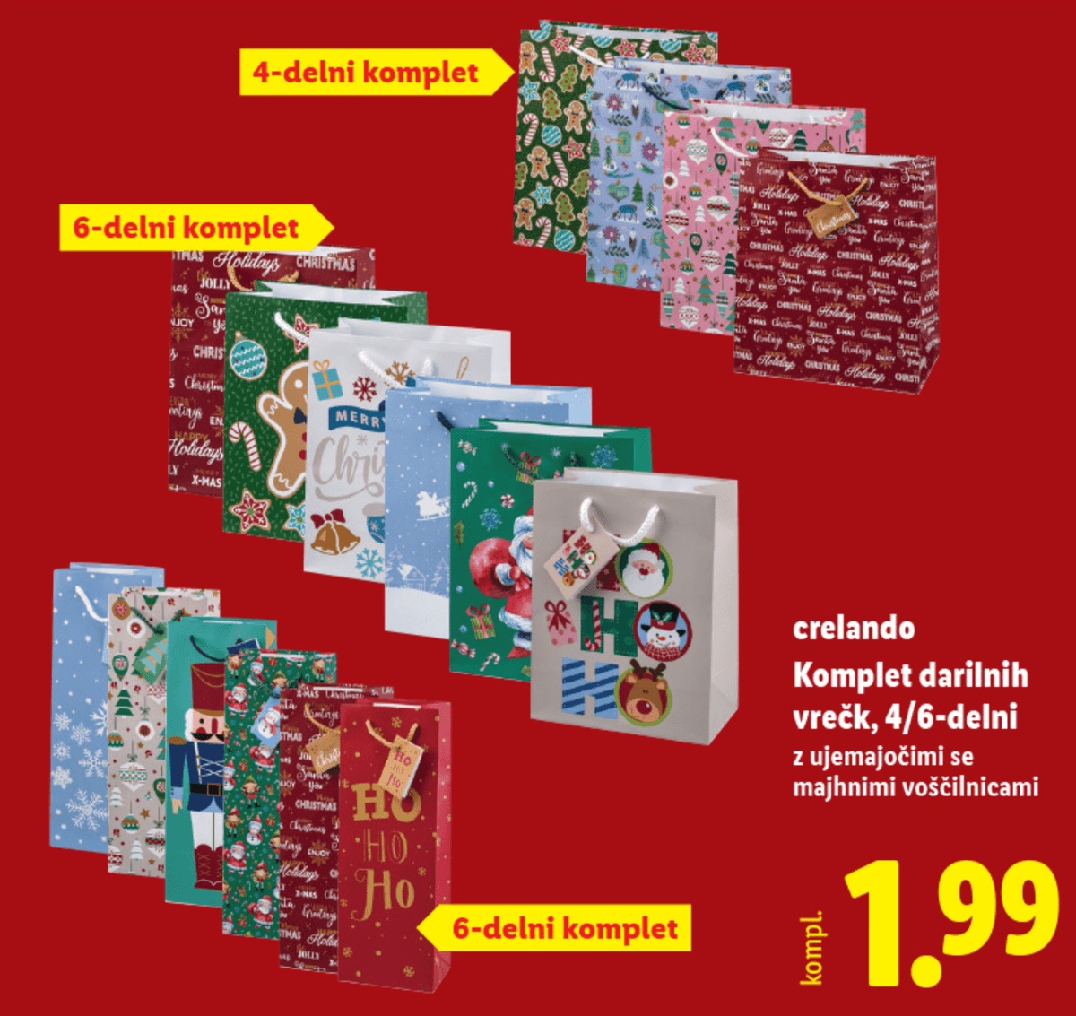 Komplet darilnih vrečk 4/6-delni crelando - Akcija v trgovini Lidl