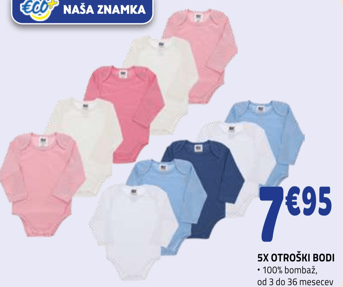 5x Otroški bodi 5x - Akcija v trgovini E.Leclerc