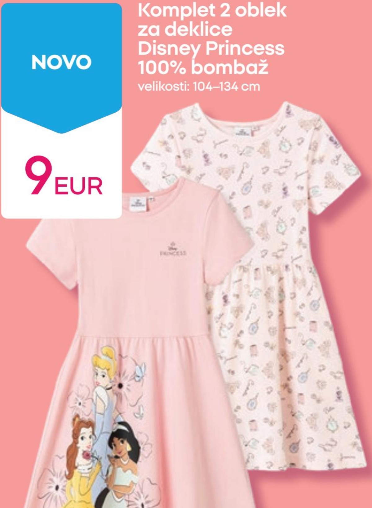 Komplet 2 oblek za deklice Disney Princess - Akcija v trgovini Pepco