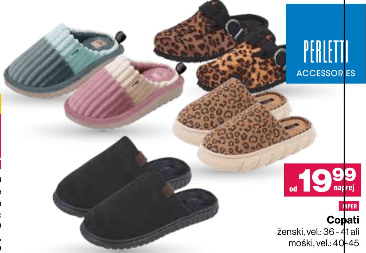 Copati ženski, vel.: 36-41 ali moški, vel.: 40-45 PERLETTI - Akcija v trgovini Mercator