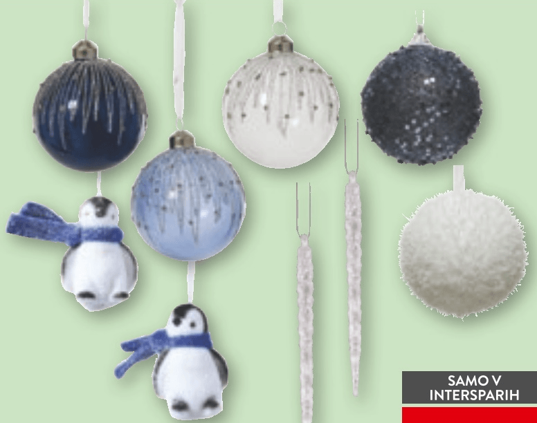 Posamezni okraski za jelko - Akcija v trgovini Spar